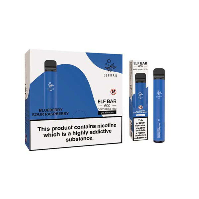 Blueberry Sour Raspberry elf bar 600 disposable vape 10Pack
