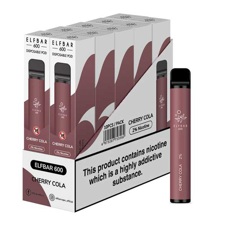 Cherry Cola elf bar 600 disposable vape 10Pack