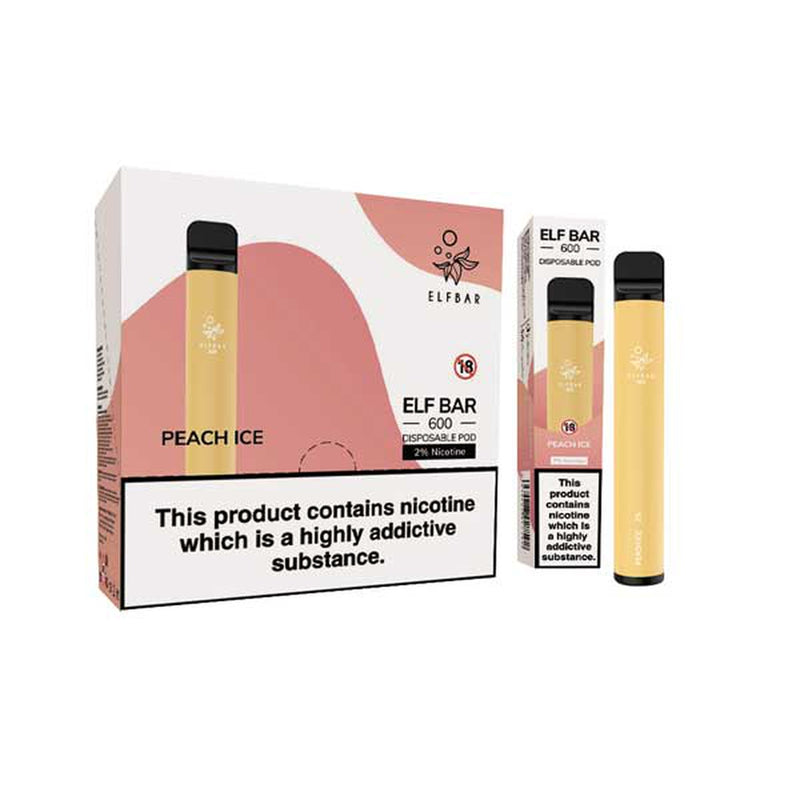 Peach Ice elf bar 600 disposable vape 10Pack