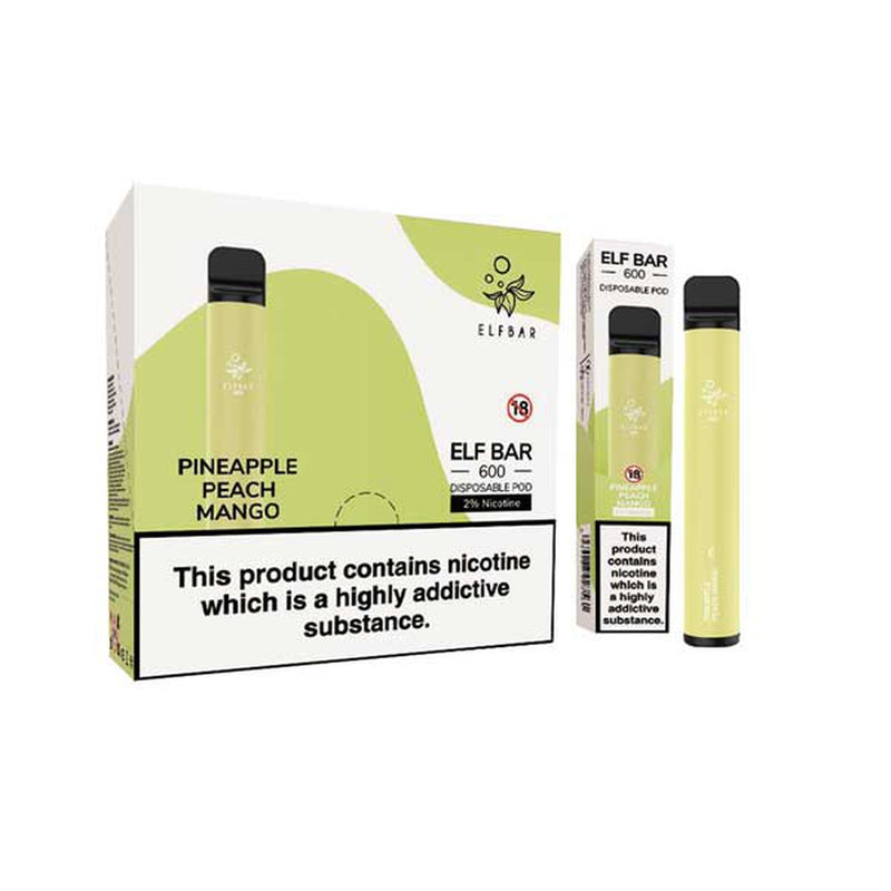 Pineapple Peach Mango elf bar 600 disposable vape 10Pack