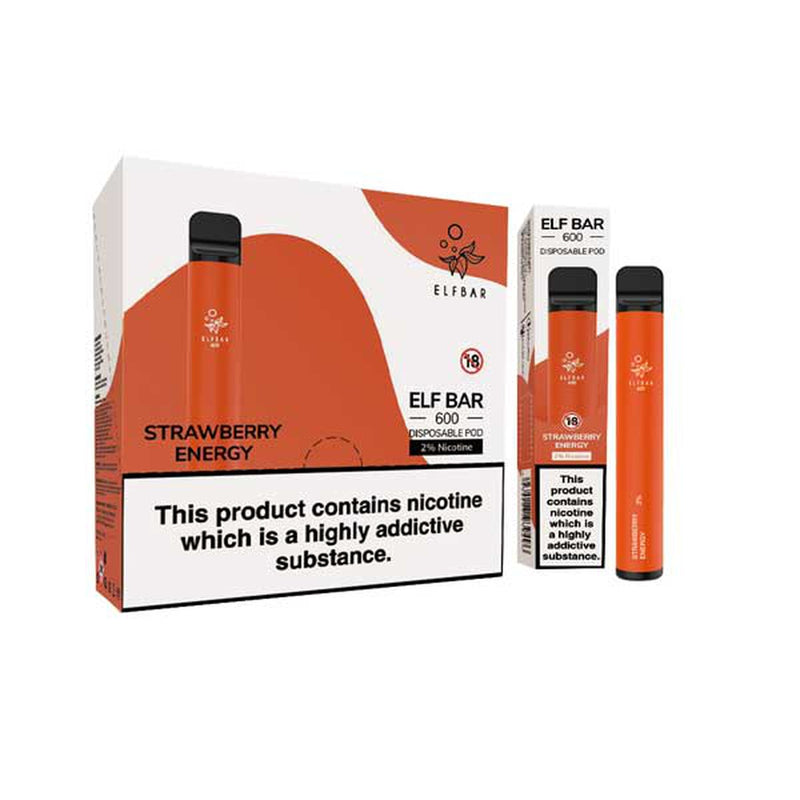 Strawberry Energy elf bar 600 disposable vape 10Pack