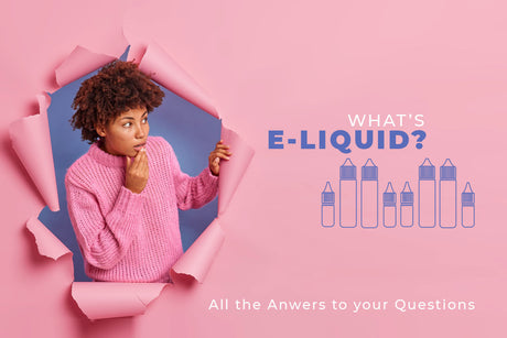 What is Eliquid Banner, Of a Curious Girl on a pink Backgroud. 