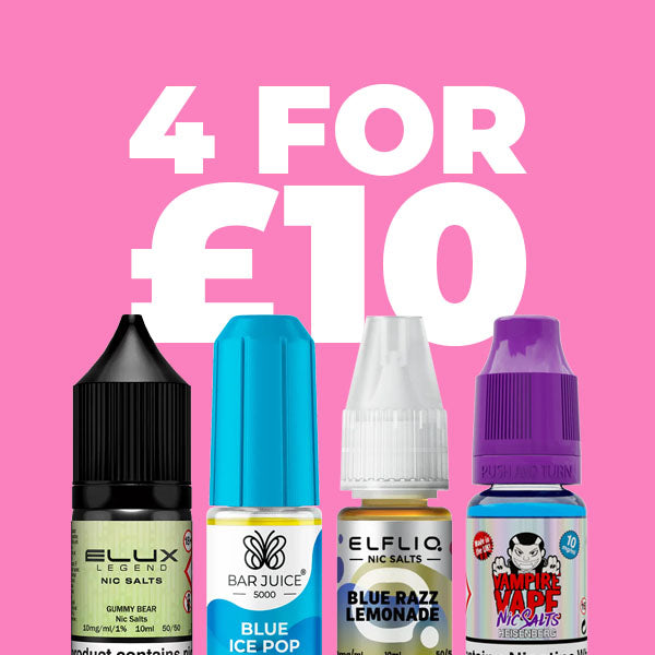 4 for 10 vape juice 4 For £10 Nicotine Salts E-Liquids | Mix & Match