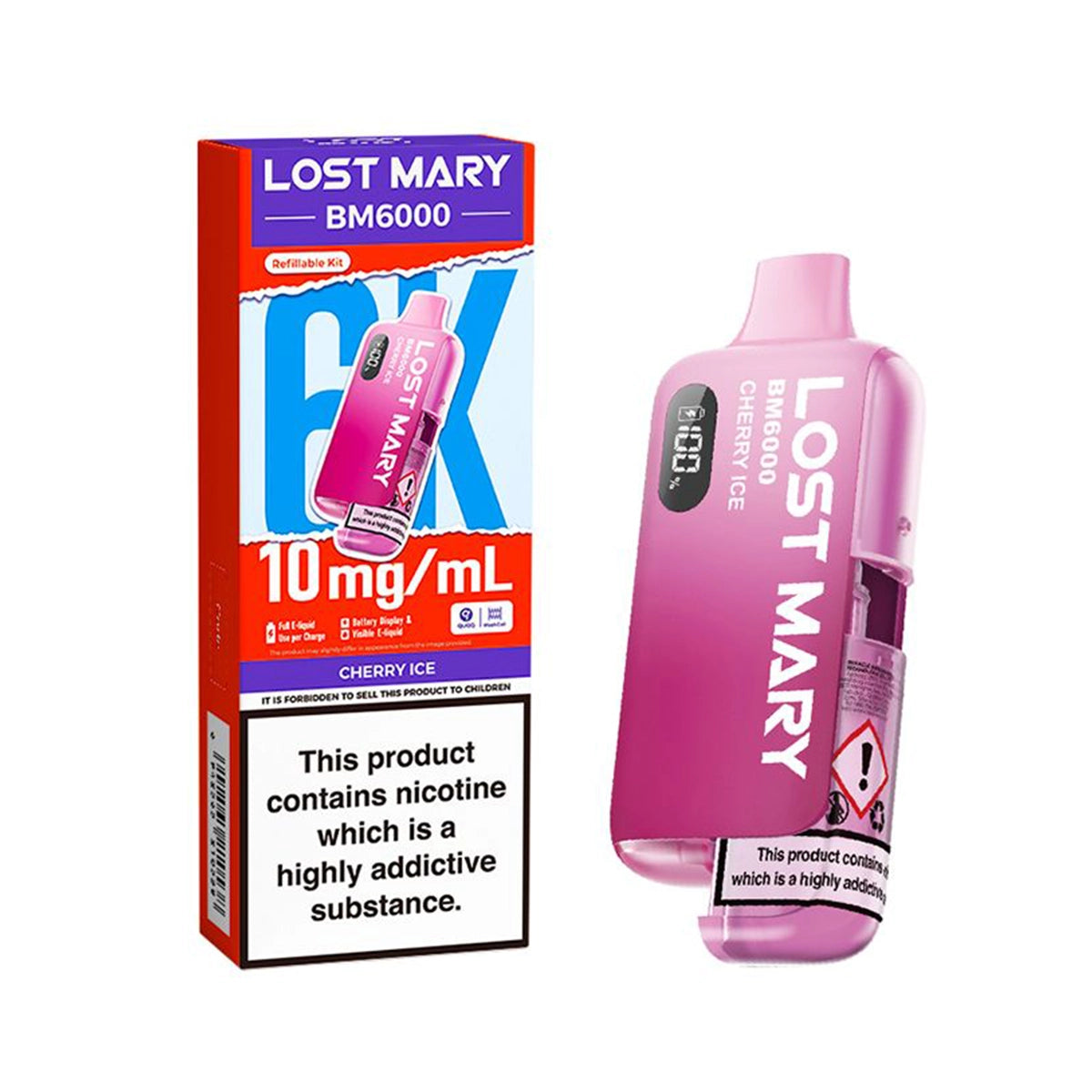 Lost Mary BM6000 Prefilled Vape Kit Cherry Ice - 10mg