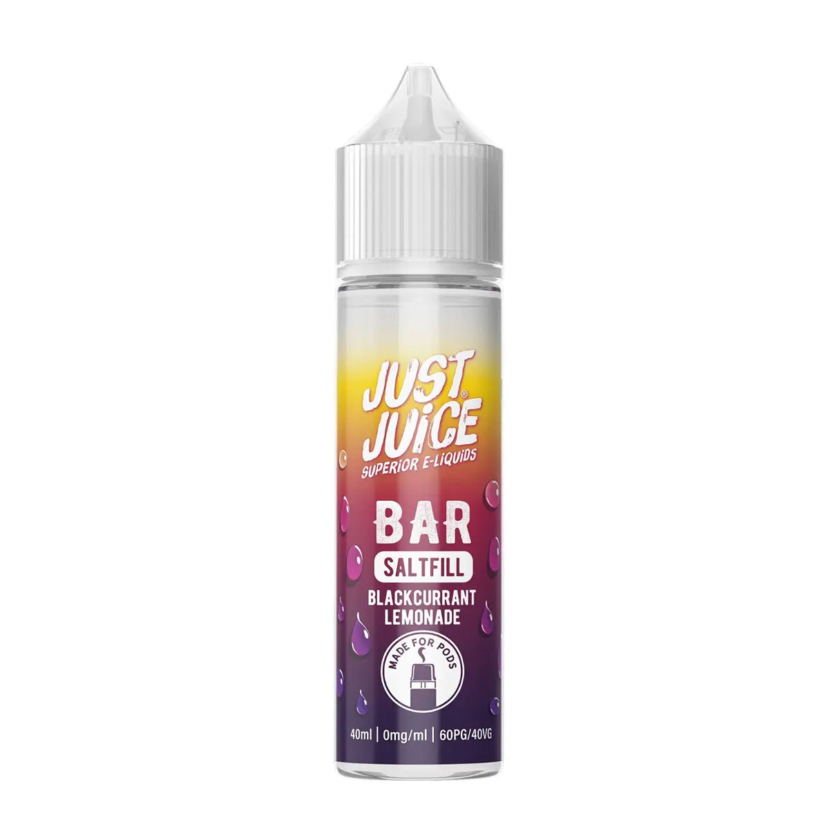 Blackcurrent Lemonade Just Juice Bar Saltfill Shortfill E-liquid 40ml