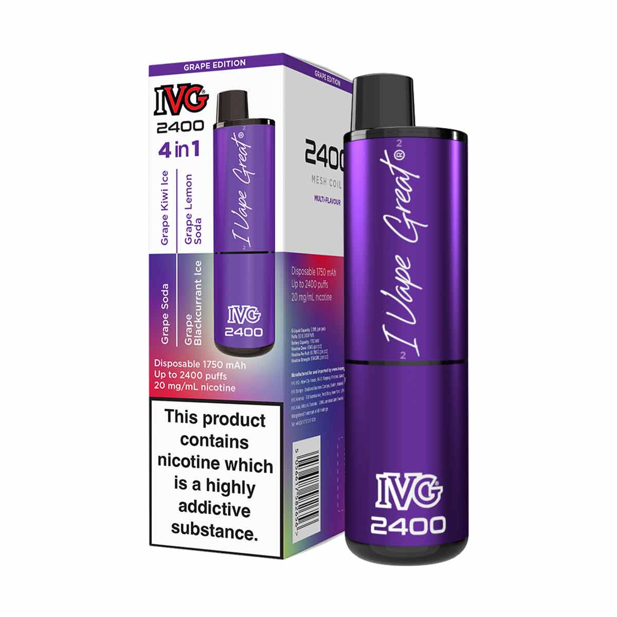 Grape Edition ivg 2400 disposable vape 