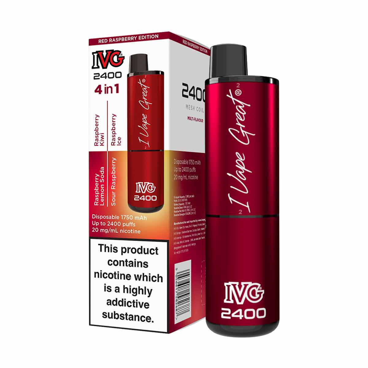 Red Raspberry Edition ivg 2400 disposable vape 