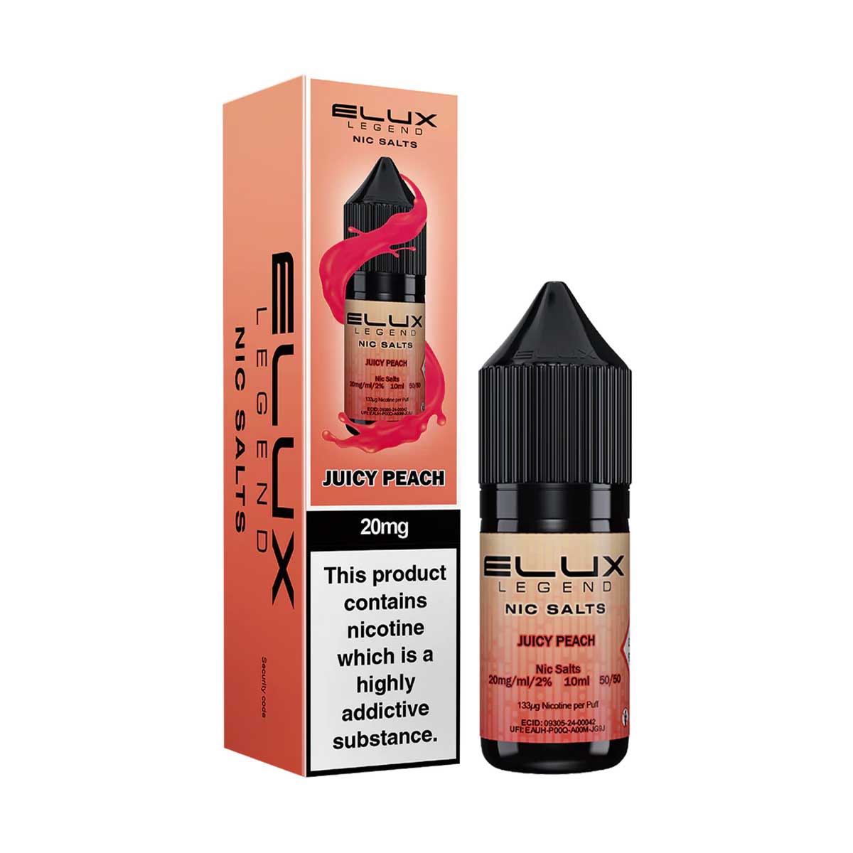 Juicy Peach Elux Legend Nic Salts