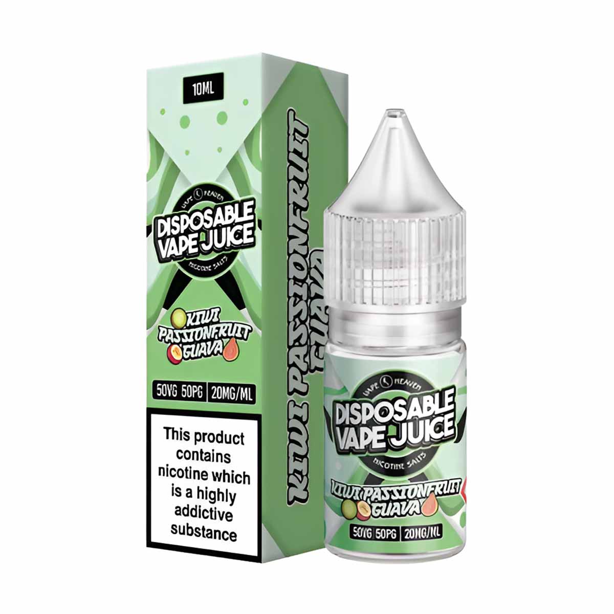 Kiwi Passionfruit Guava Vape Heaven Disposable Vape Juice 10ml Nic Salts