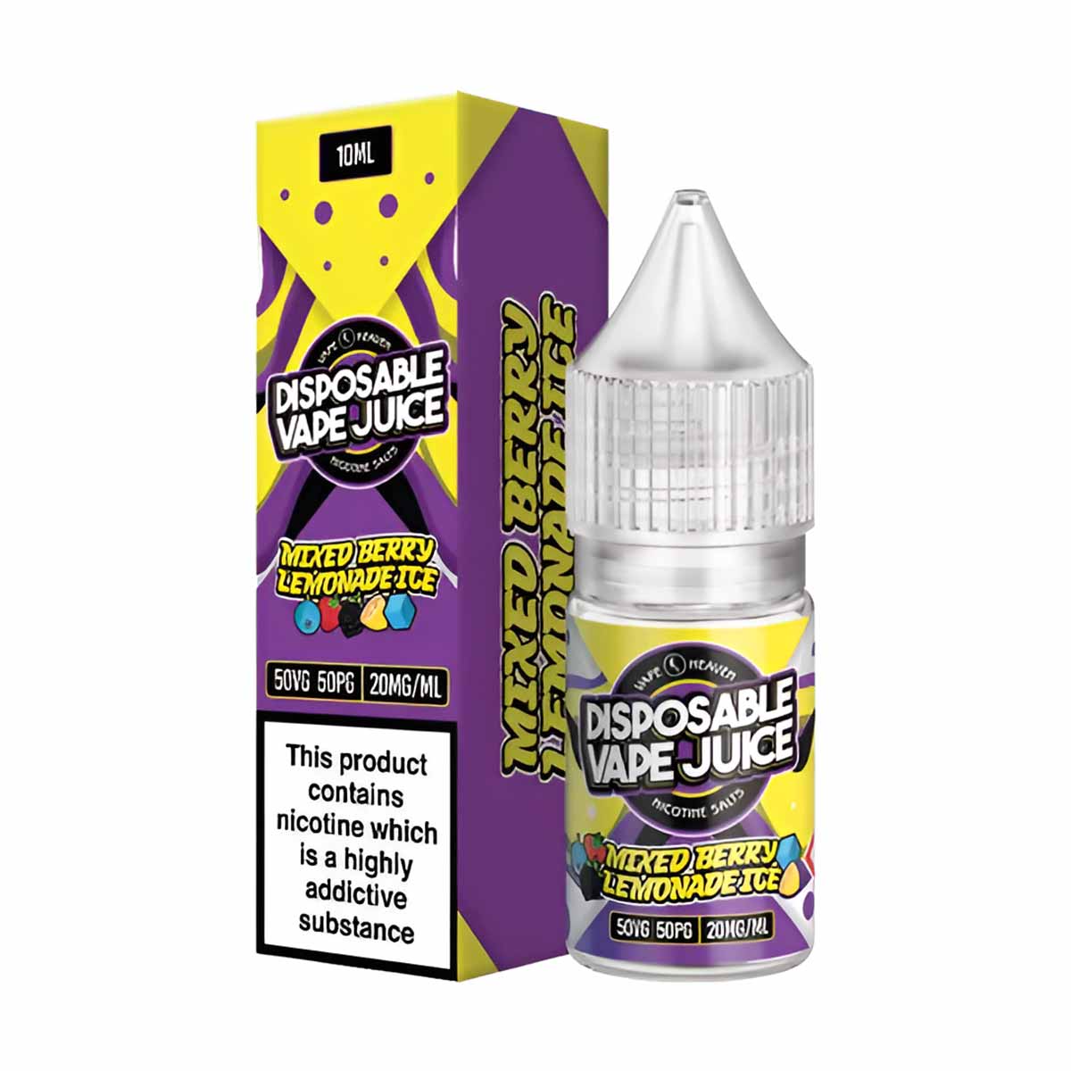 Mixed Berry Lemonade Ice Vape Heaven Disposable Vape Juice 10ml Nic Salts