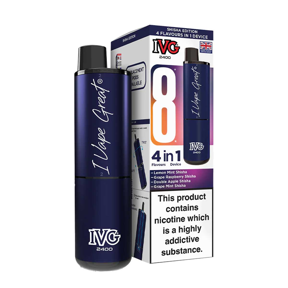 IVG 2400 Vape Kit UK 4-in-1 Rechargeable | From 8.33 | Grey Haze UK IVG 2400 Vape Kit UK 4-in-1 Rechargeable | From 8.33 | Grey Haze UK