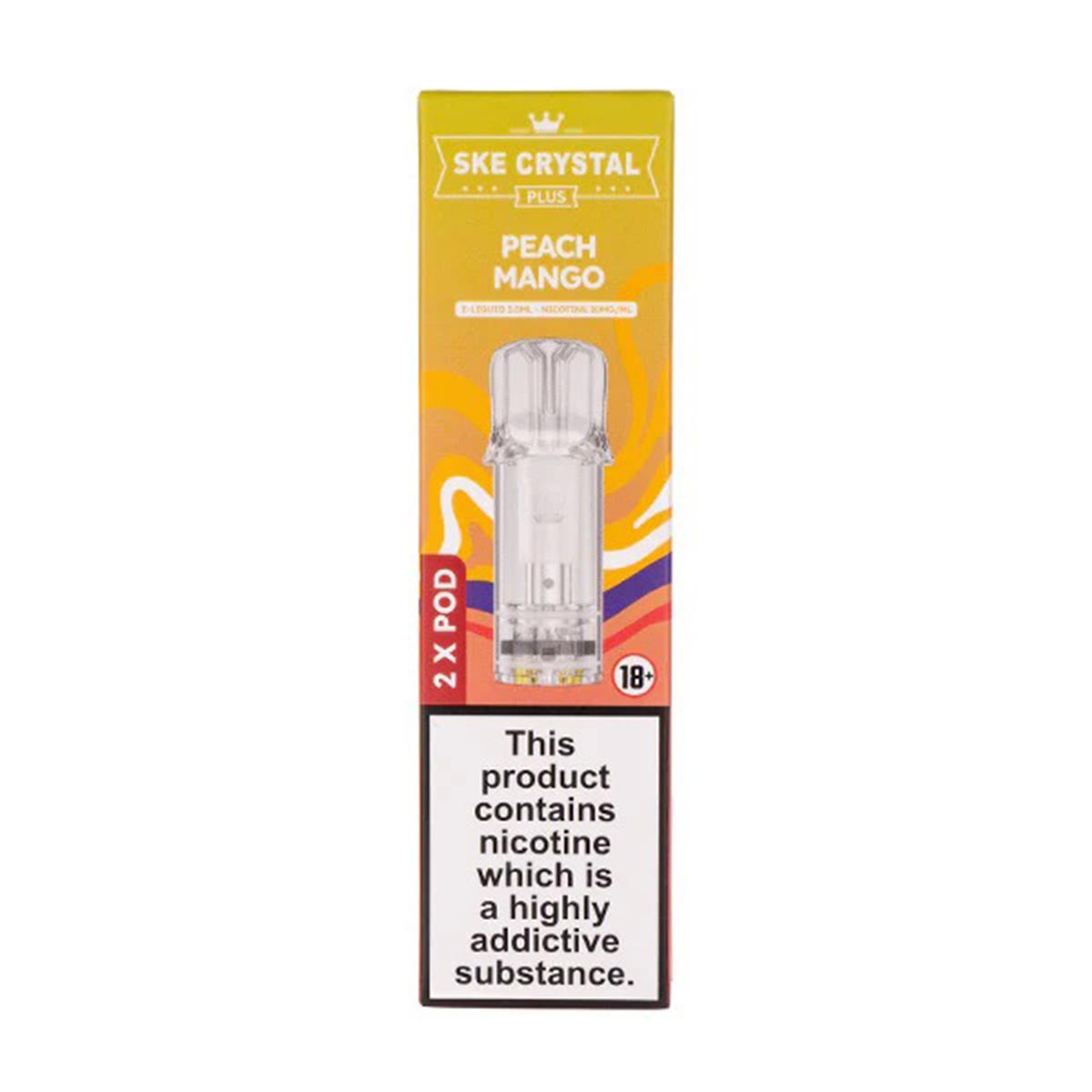 Peach Mango SKE Crystal Plus Prefilled Pods Twin Pack | 4.99 | Grey Haze UK Peach Mango SKE Crystal Plus Prefilled Pods Twin Pack | 4.99 | Grey Haze UK