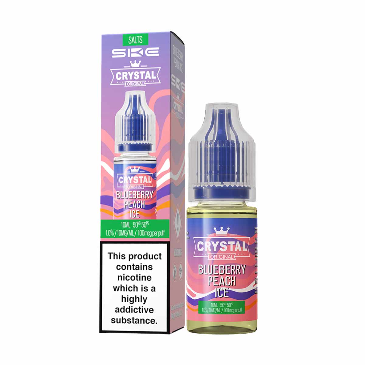 Blueberry Peach Ice ske crystal nic salts 10ml