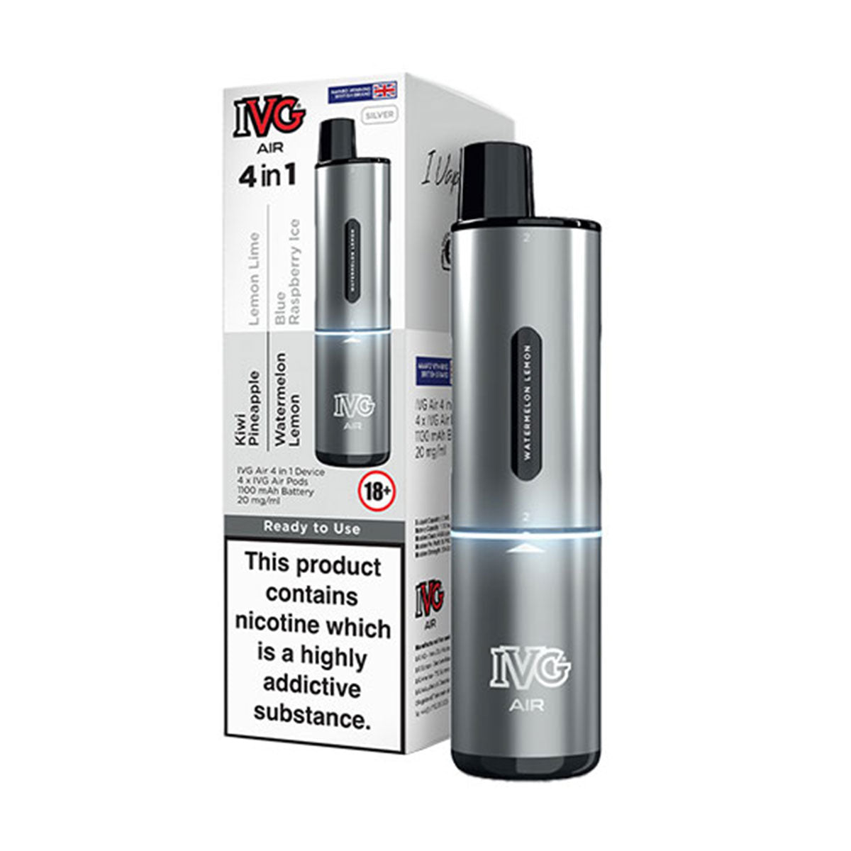 IVG Air 4 in 1 Prefilled Pod Vape Kit | Grey Haze UK IVG Air 4 in 1 Prefilled Pod Vape Kit | Grey Haze UK