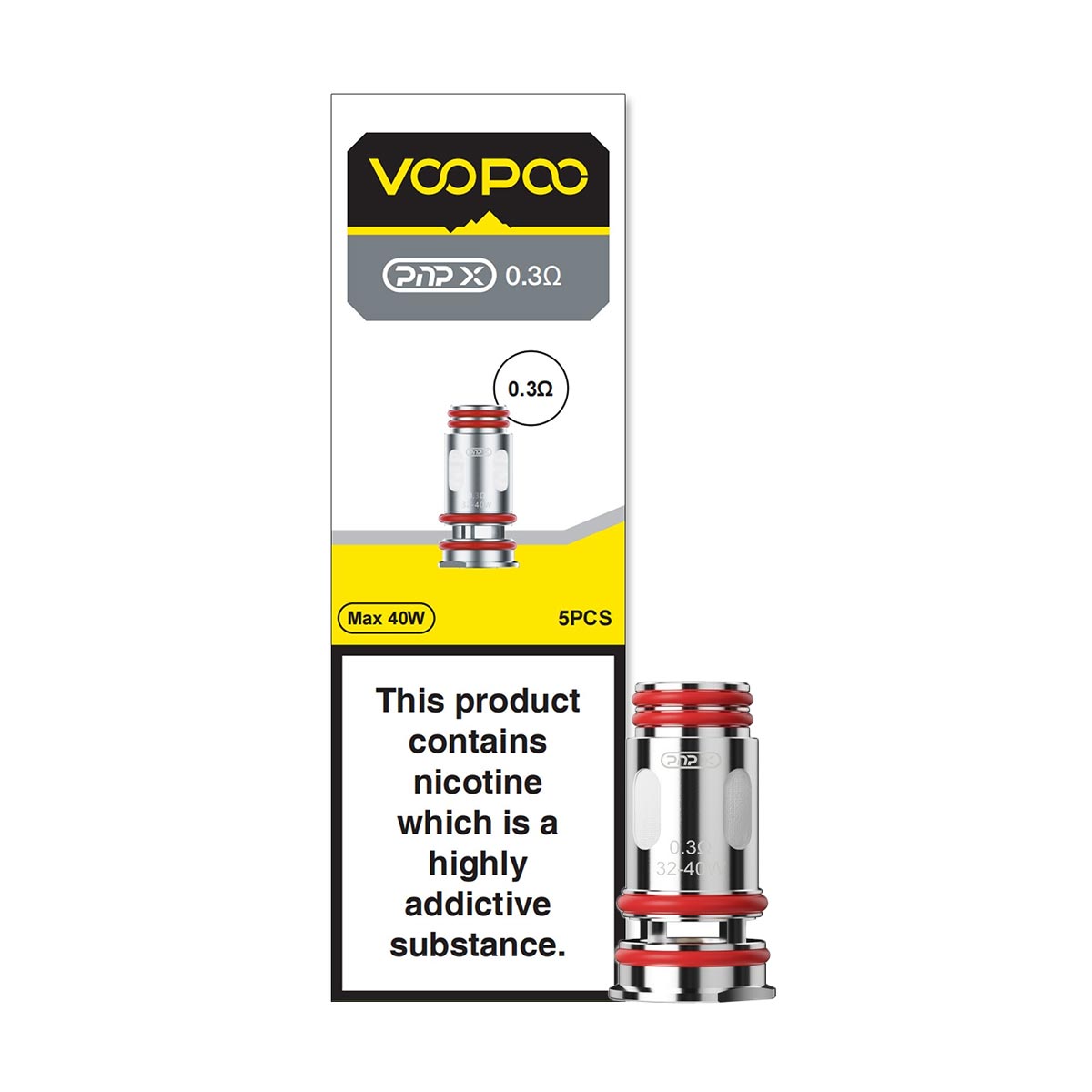 vooPoo PnP X Replacement vape coils 5 Pack 0.3Ohm RDL-DTL Mesh vape coils