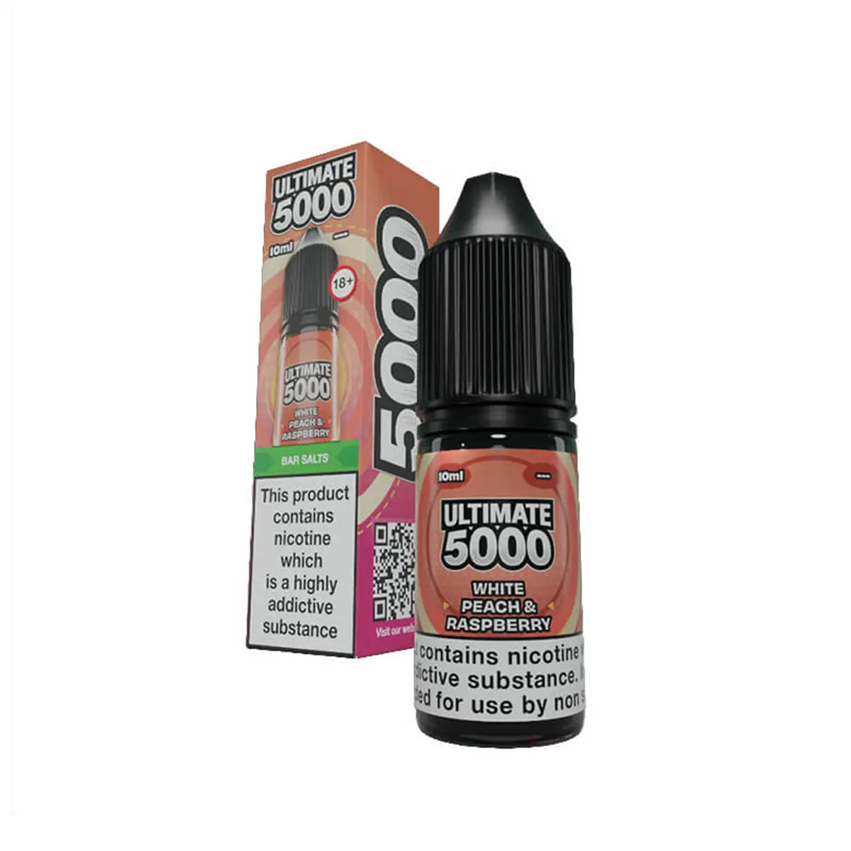 White Peach & Raspberry Ultimate 5000 Bar Salts Nic Salt E-Liquid