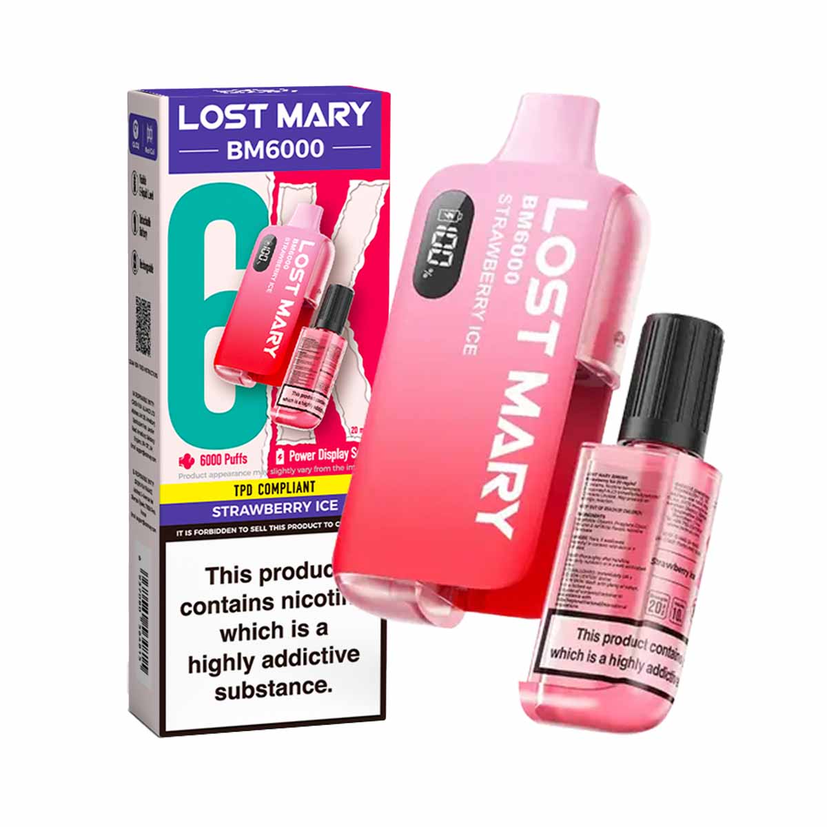 Strawberry Ice lost mary BM6000 disposable vape