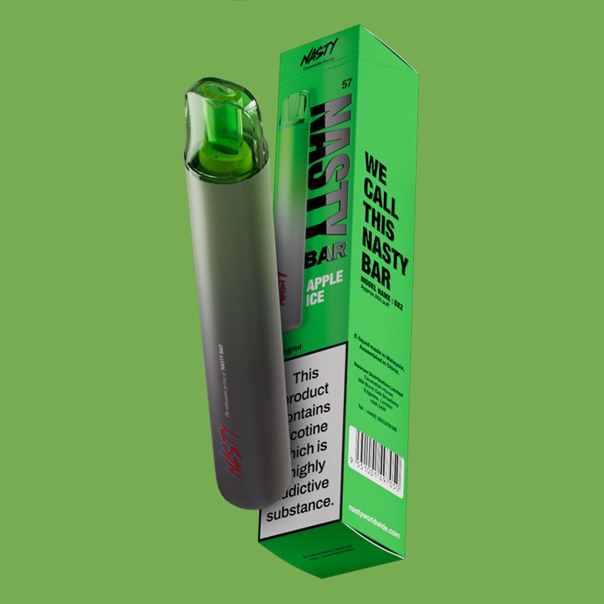 Apple Ice Nasty Bar DX2 Disposable Vape Grey Haze