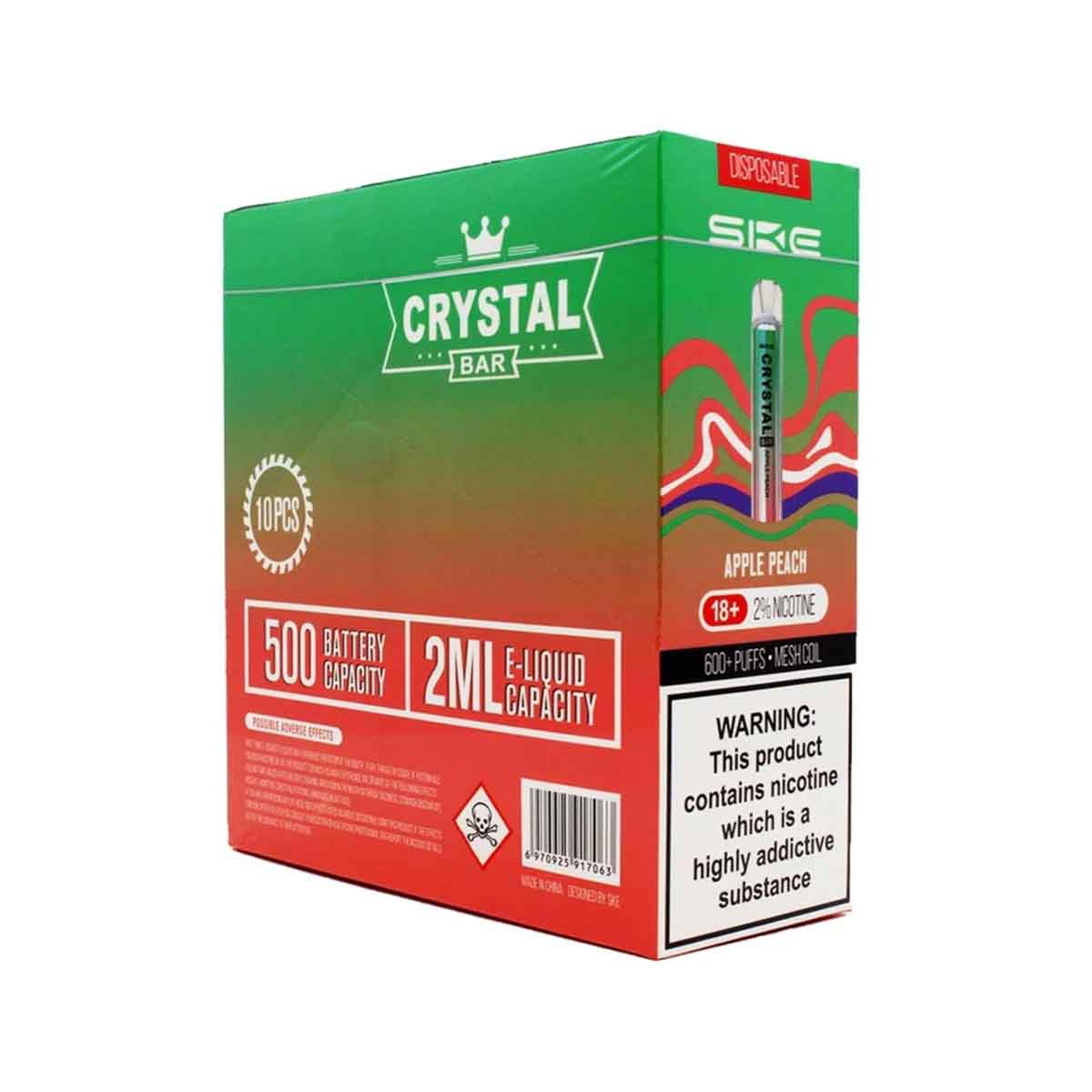  Apple Peach ske crystal bar 600 disposable vape 10Pack