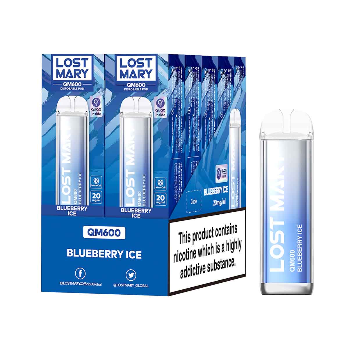 Blueberry Ice lost mary QM600 disposable vape 10Pack