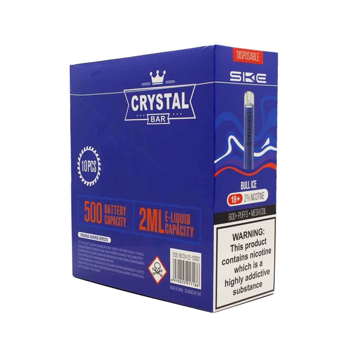 Bull Ice ske crystal bar 600 disposable vape 10Pack