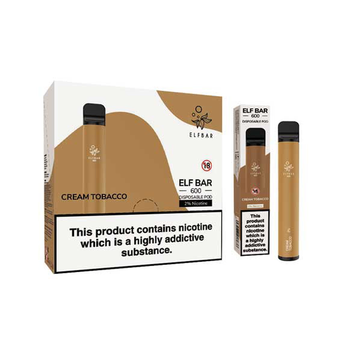 Cream Tobacco elf bar 600 disposable vape 10 pack