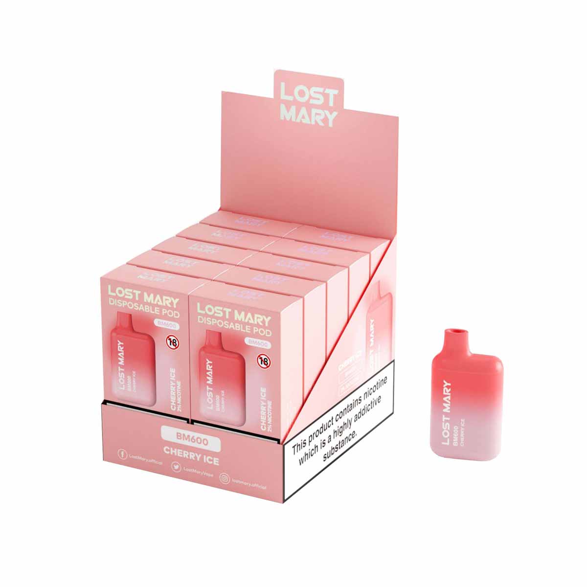 Cherry Ice lost mary BM600 disposable vape Pack10