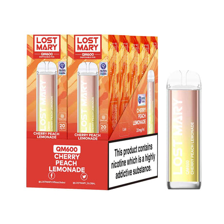 Cherry Peach Lemonade lost mary QM600 disposable vape 10Pack