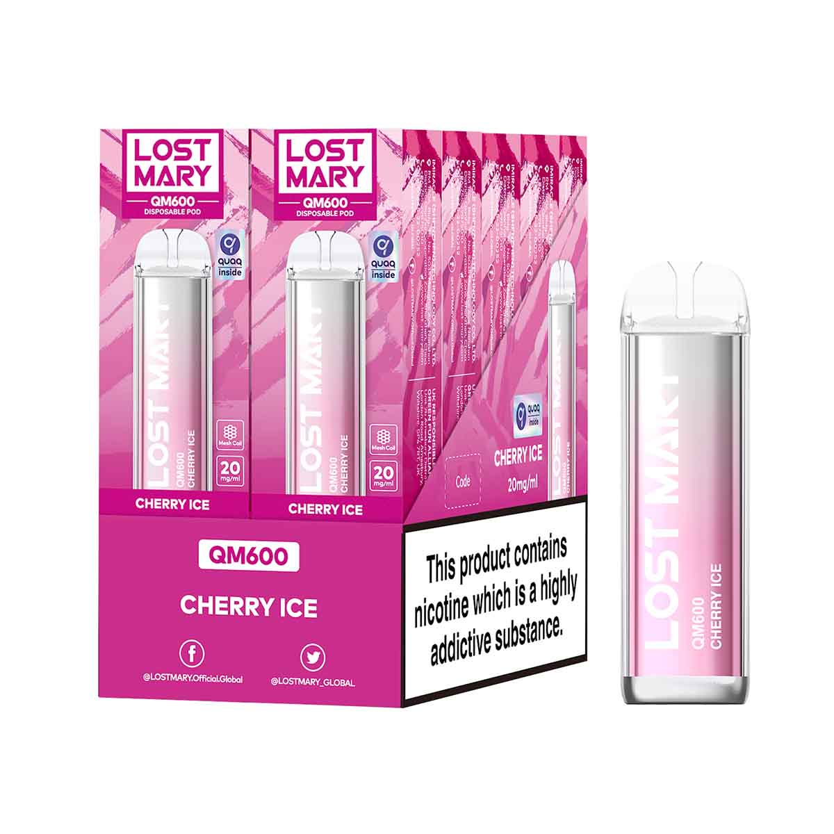 Cherry Ice lost mary QM600 disposable vape 10Pack