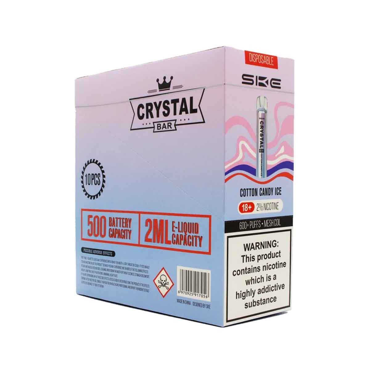 Cotton Candy Ice ske crystal bar 600 disposable vape 10Pack