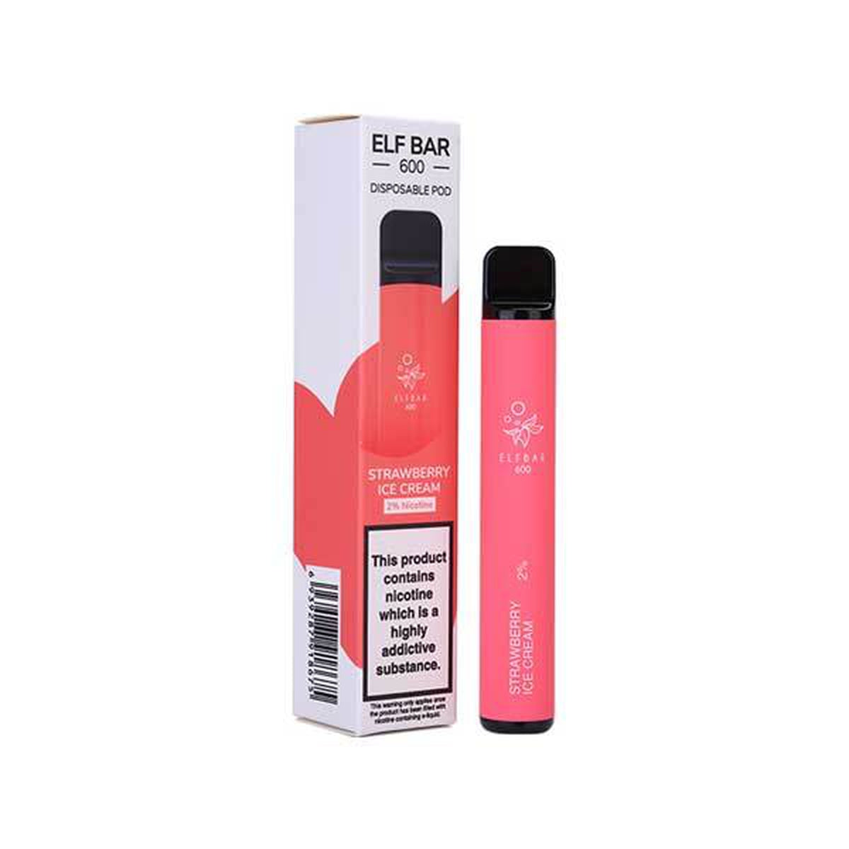 Elf Bar 600 Disposable Vape in Strawberry Ice Cream Flavour