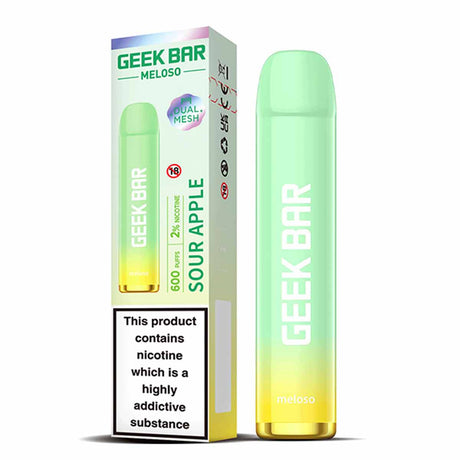 Sour Apple geek bar Meloso 600 disposable vape 