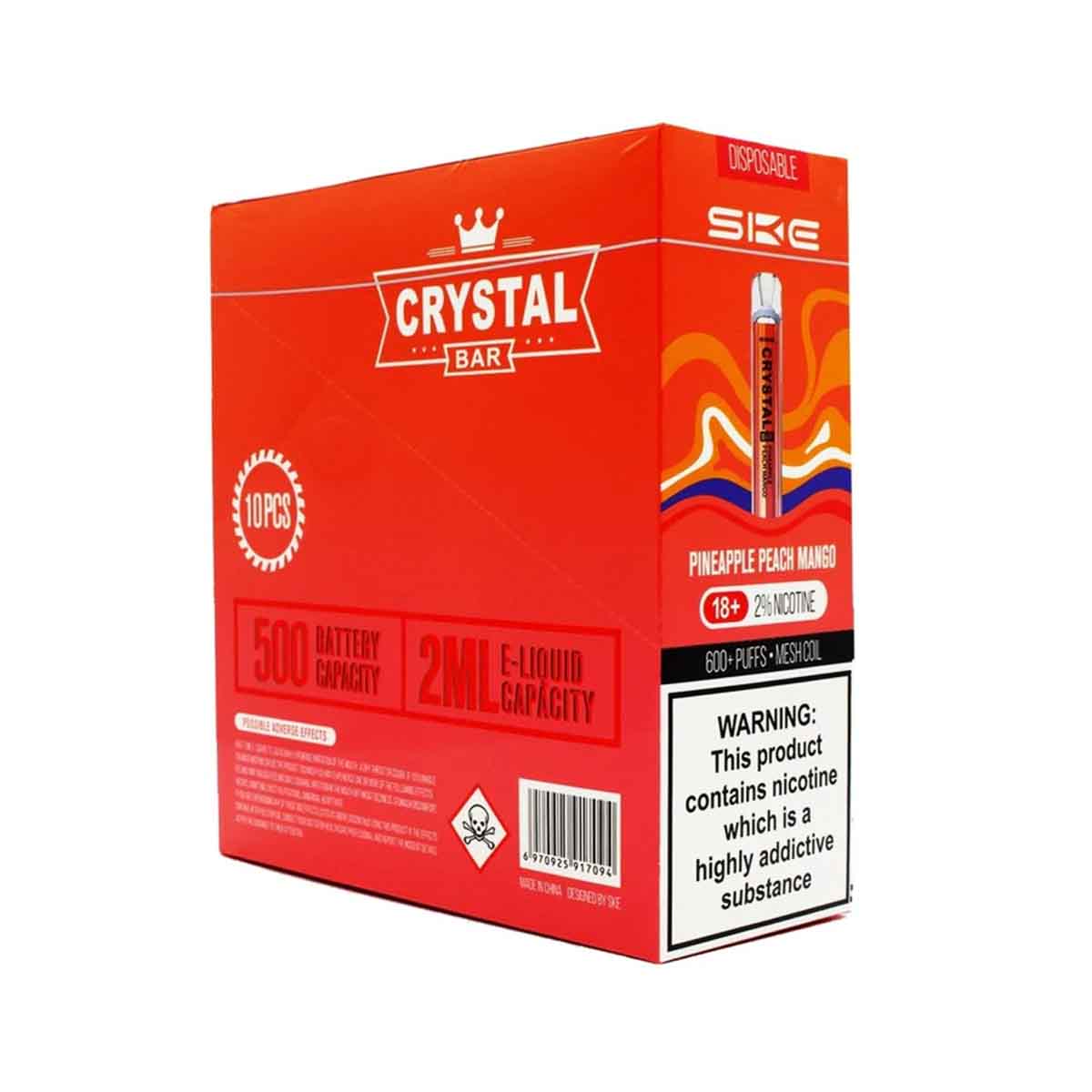 Pineapple Peach Mango ske crystal bar 600 disposable vape 10Pack