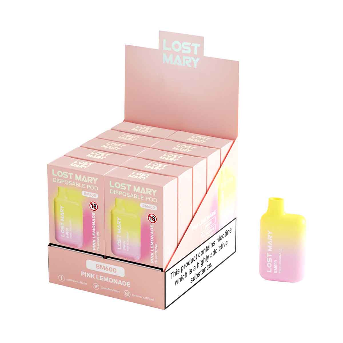 Pink Lemonade lost mary BM600 disposable vape 10pack