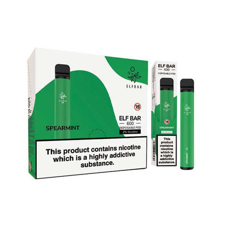 Spearmint elf bar 600 disposable vape 10 pack