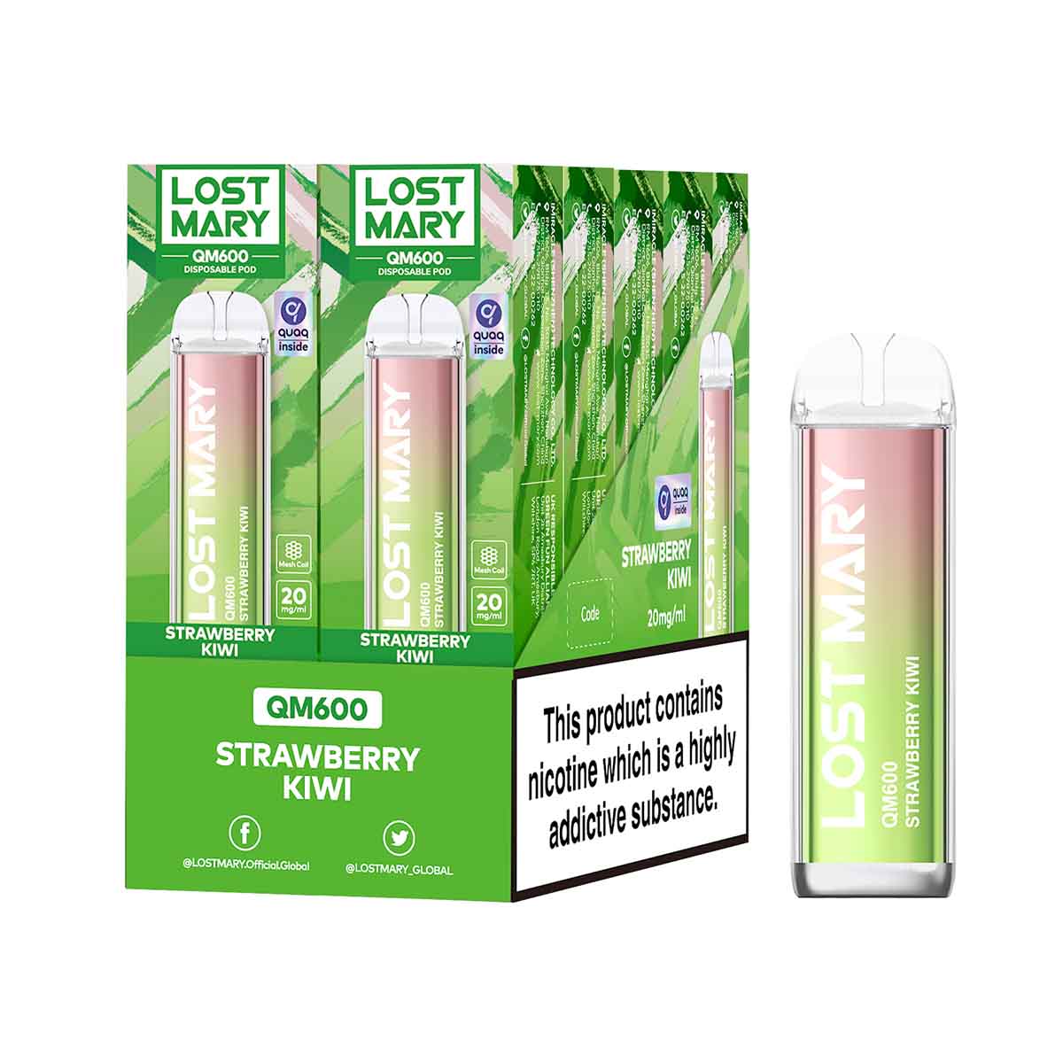 Strawberry Kiwi lost mary QM600 disposable vape 10Pack