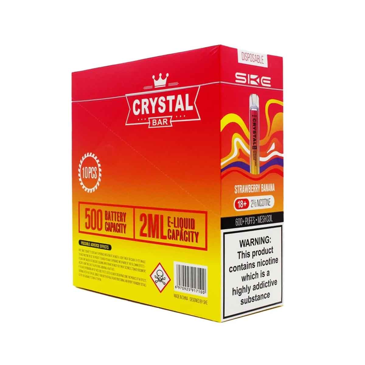 Strawberry Banana ske crystal bar 600 disposable vape 10Pack