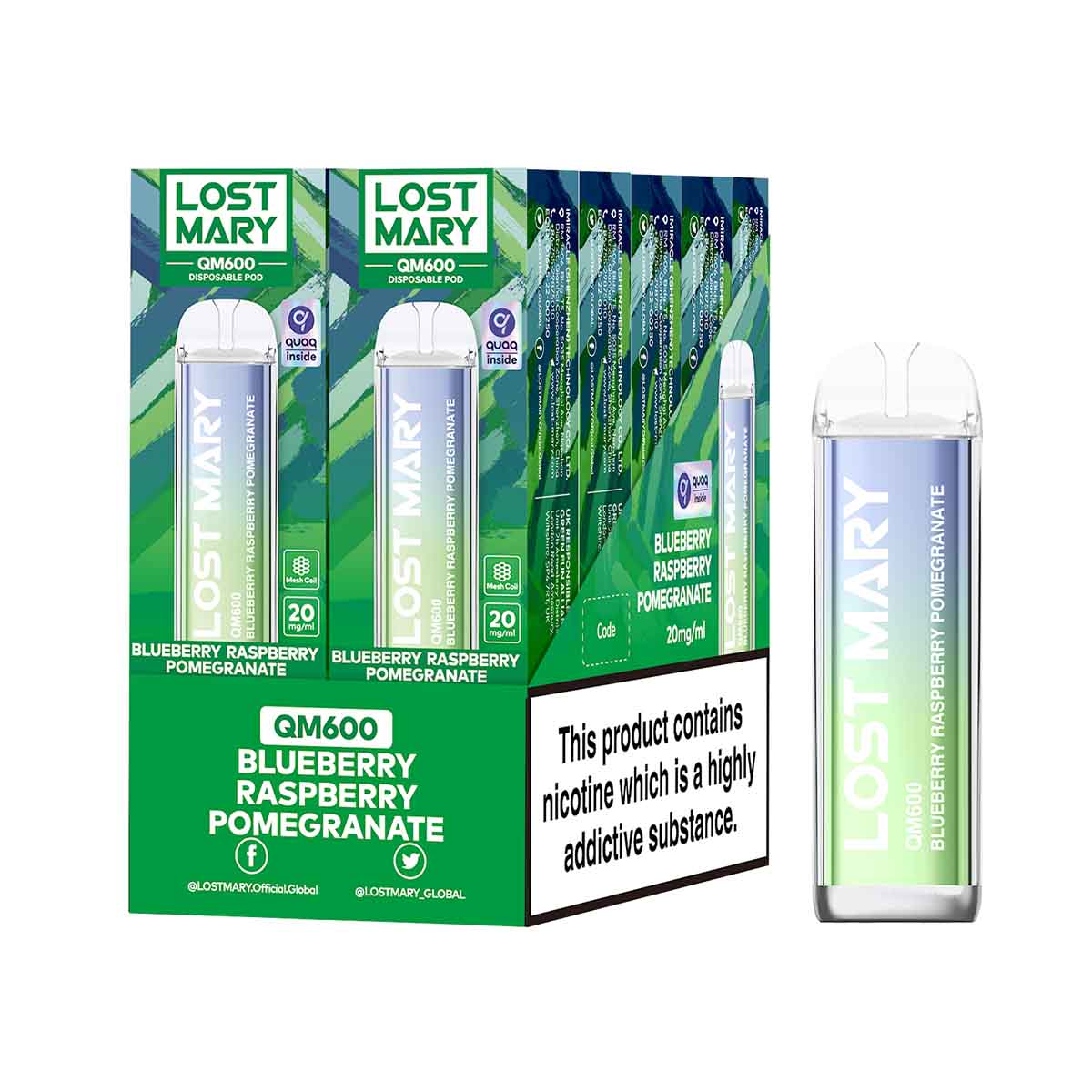 Blueberry Raspberry Pomegranate lost mary QM600 disposable vape 10Pack