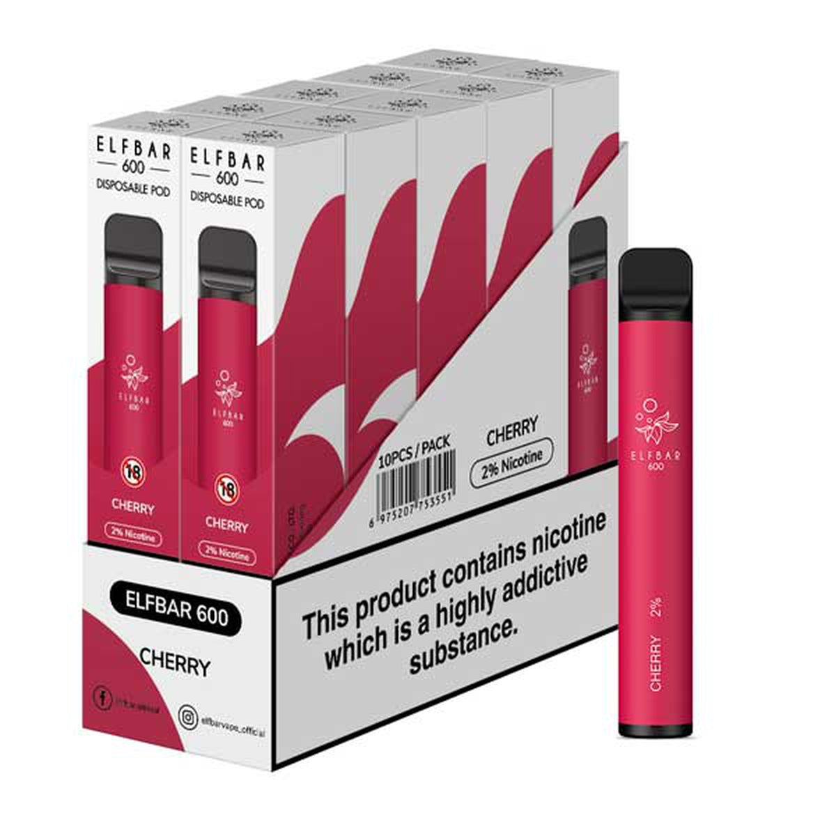 Cherry elf bar 600 disposable vape 10 pack