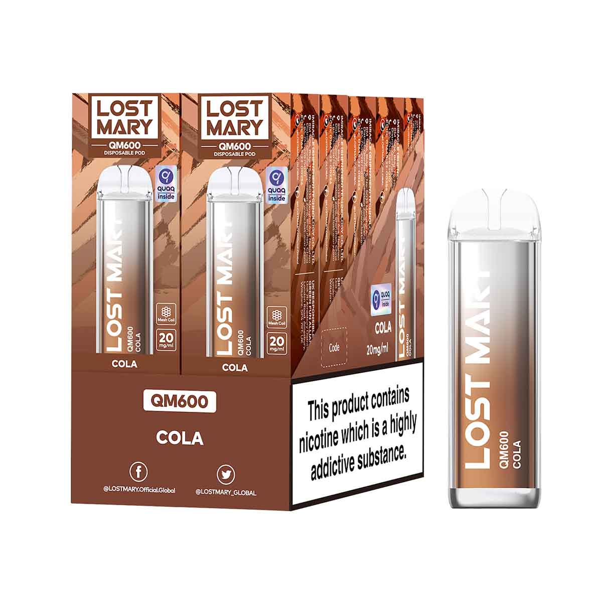 Cola lost mary QM600 disposable vape 10Pack