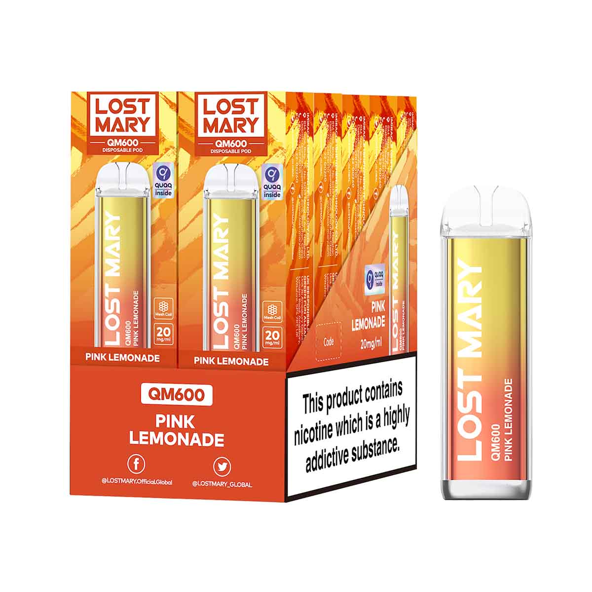 Pink Lemonade lost mary QM600 disposable vape 10Pack