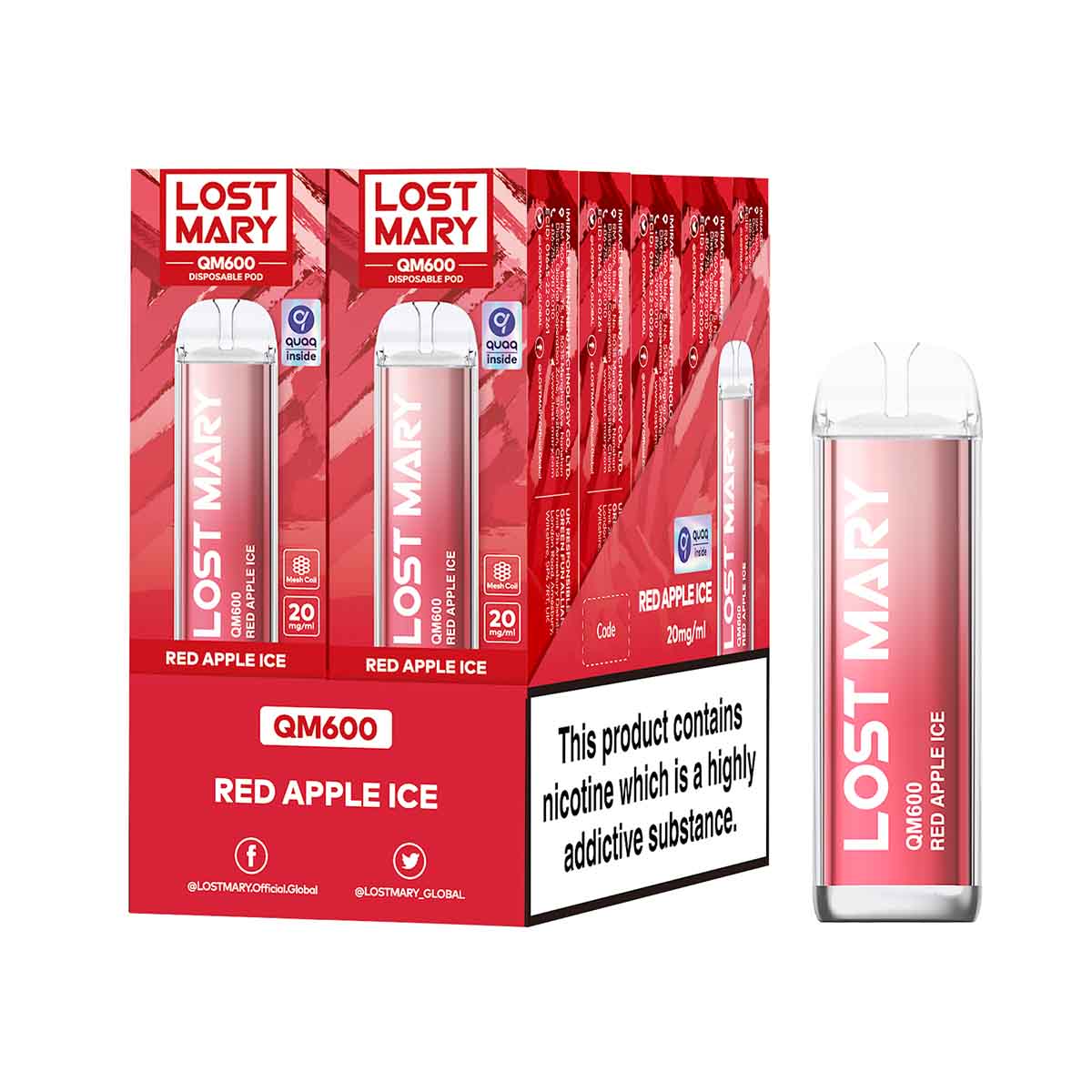 Red Apple Ice lost mary QM600 disposable vape 10Pack